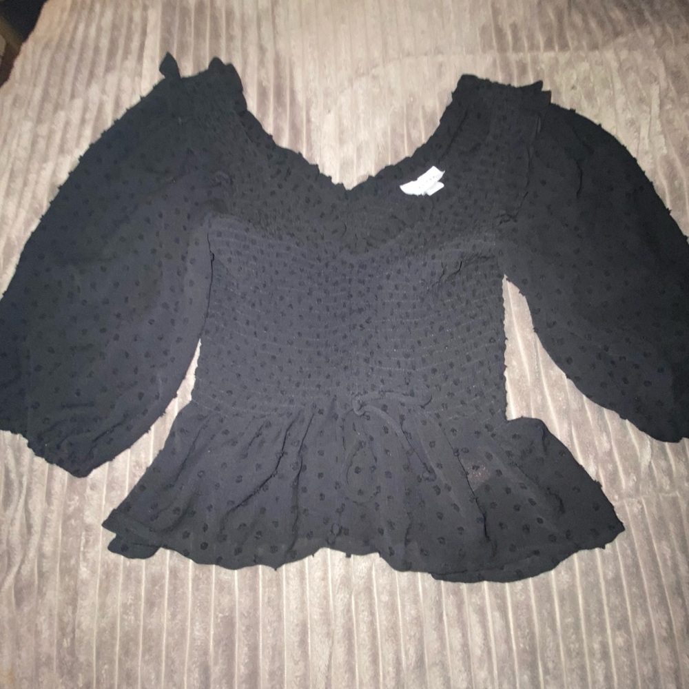 Top Shop Blouse Sheer Embroidered Lace Whimsigoth Fairy US 4 Small/Medium Women - Picture 2 of 7